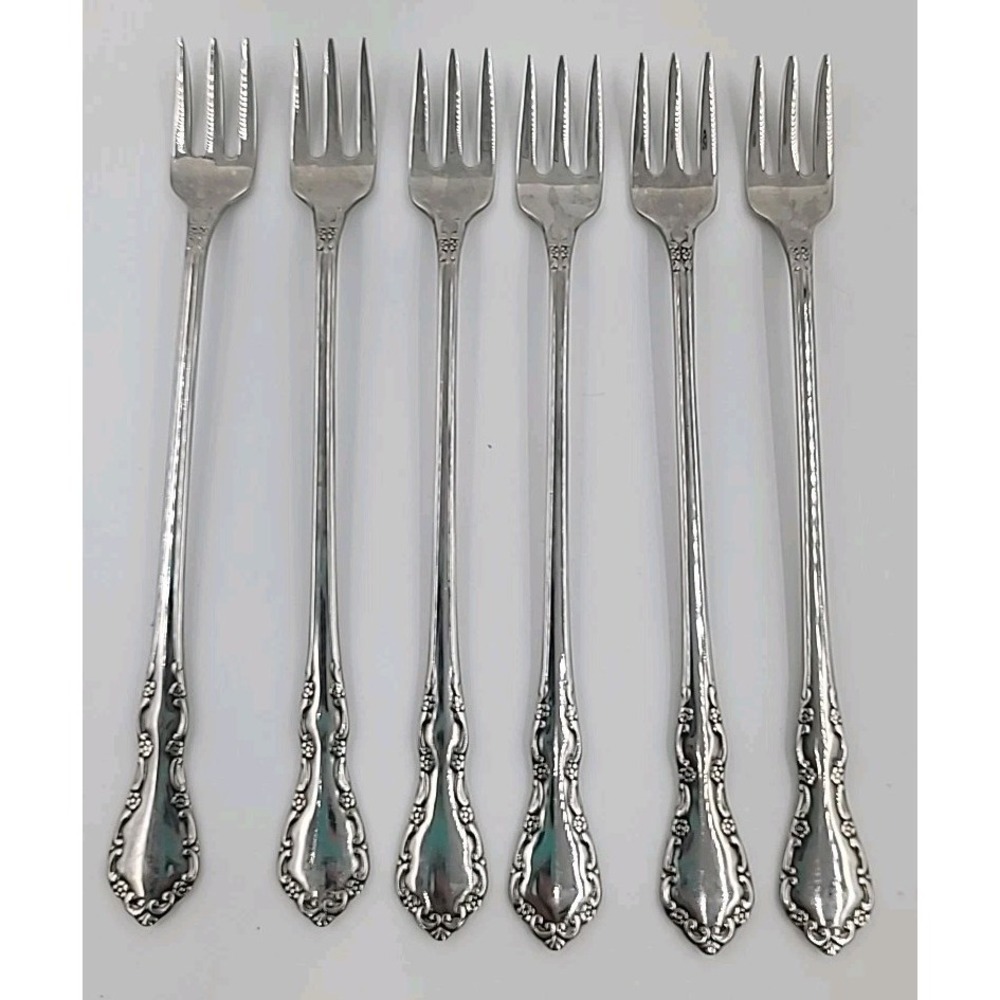 6 Distinction Deluxe Mansion Hall Oneida Cocktail Forks Long Handle Flatware